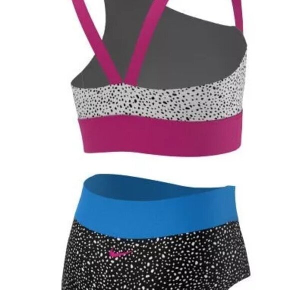 Nike Water Dots Asymmetrical High Waist Big Girls Bikini Bottom Sz M (NESSC725) - Picture 2 of 5